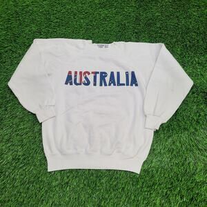 Vintage 1991 Australia Flag Sweatshirt Womens Medium 20x21 Spellout